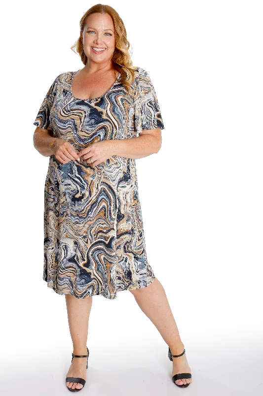 Vikki Vi Jersey Earth Swirl T-Shirt Style Dress